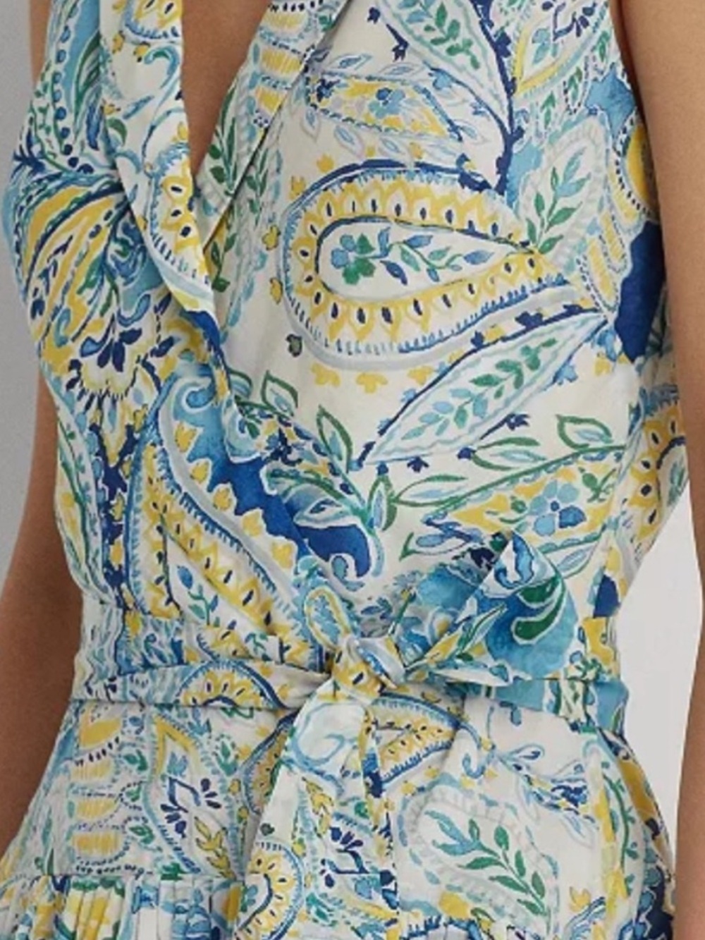 Ralph Lauren LRL Garden Party Blue & Yellow Paisley dress Sz 16 - Picture 3 of 9